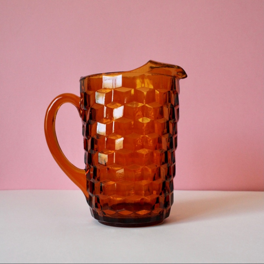 Vintage Amber Glass Pitcher